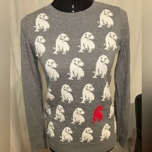 LOFT XS Gray Sweater with Dog Pattern
